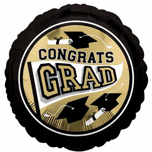 18-Inch Round "CONGRATS GRAD" Foil Balloon