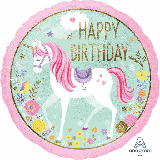 18" Magical Unicorn Hbd Holo Rnd S55 Pkg