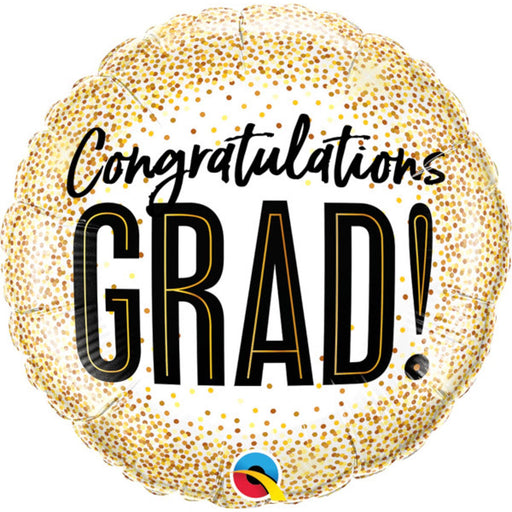 18" Round Graduation Glitter Dots Foil Balloon