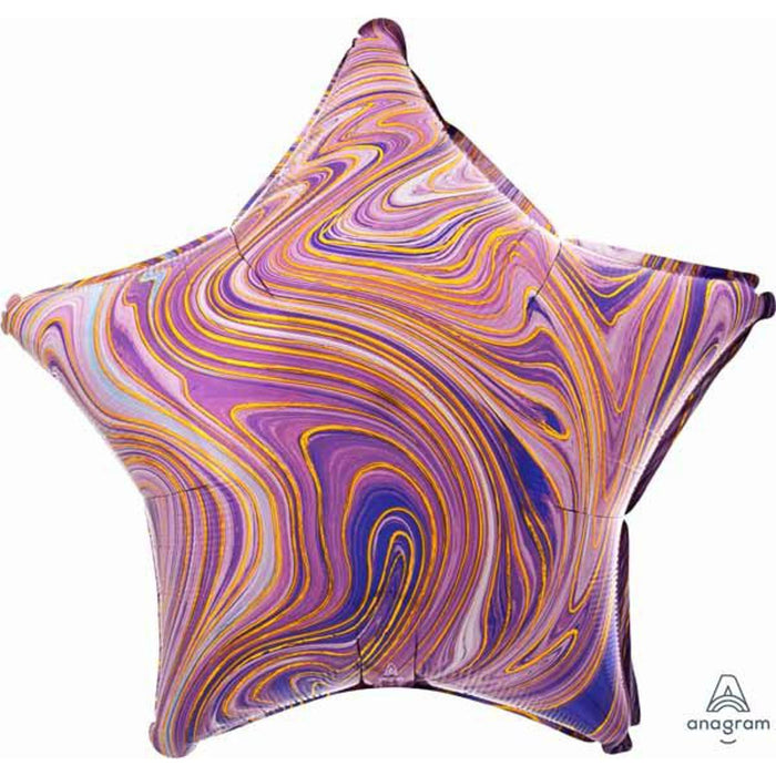 19" Star Marblez Balloon Xl - Purple S18 Pkg