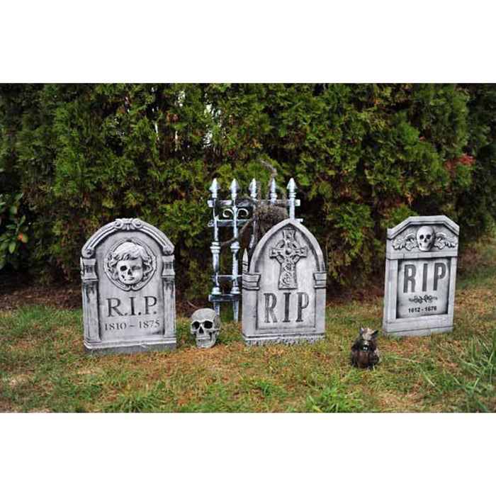 "22-Inch Photorealistic Face And Skull Tombstone"