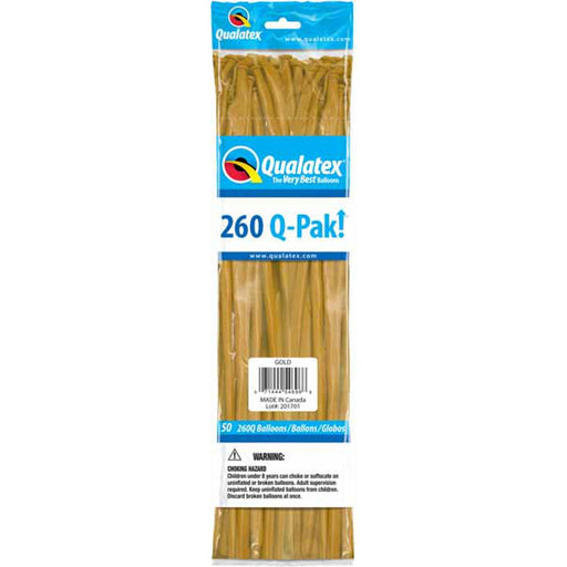 Qualatex 260 Q-Pak Gold Latex Balloon (50/Pk)