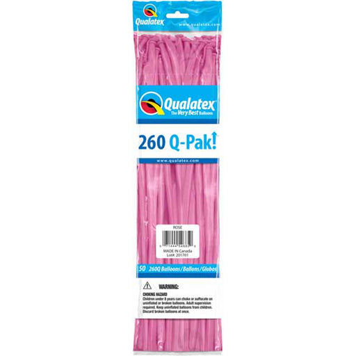 Qualatex 260 Q-Pak Rose Latex Balloons (50/Pk)
