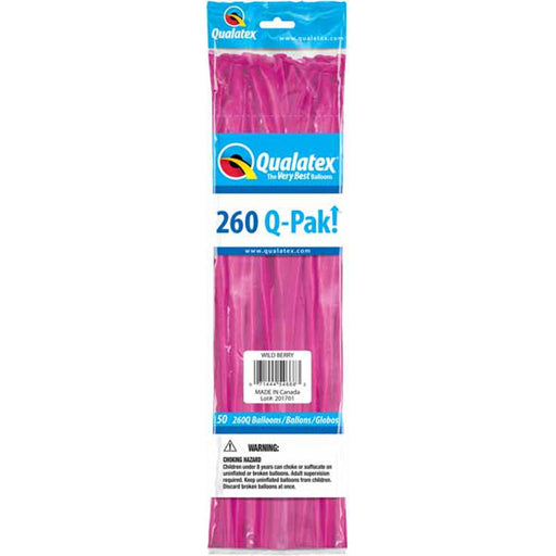 Qualatex 260 Q-Pak Wild Berry Latex Balloons (50/Pk)
