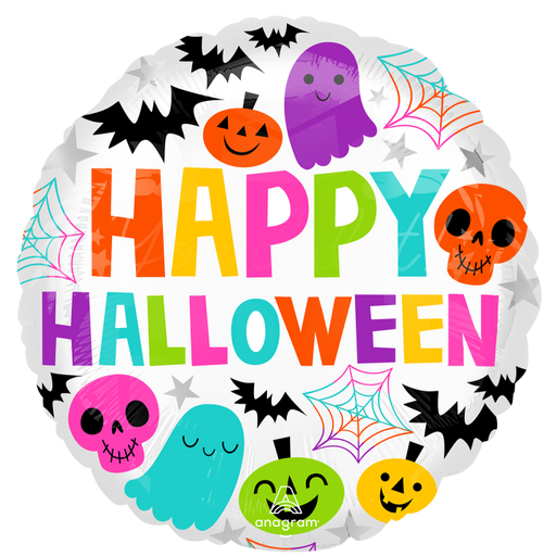 Vibrant colorful Round Creepy Halloween Balloons
