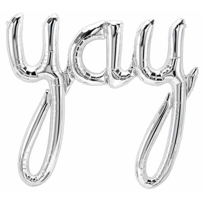 45" Script Yay Silver Decoration Piece.