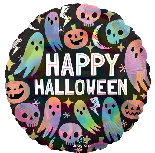 Iridescent Pastel Halloween Holographic Round Shape Foil Balloon