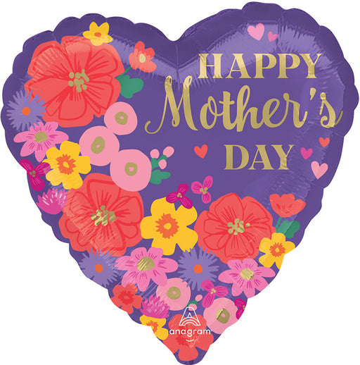 Happy Mother's Day Sweet Florals Heart 18" Foil Balloon (5/Pk)