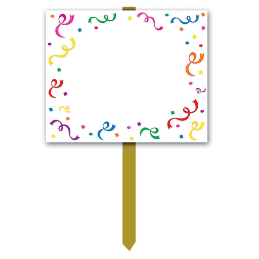 Personalizable Blank Yard Sign with Colorful Confetti Border