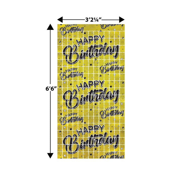 Happy Birthday Metallic Square Curtain