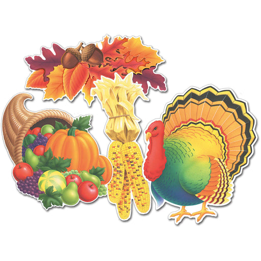 14" Thanksgiving Cutouts (12/Pk)