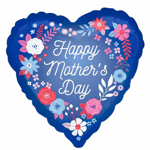Happy Mother's Day Blue Artful Florals 18" Foil Balloon (5/Pk)