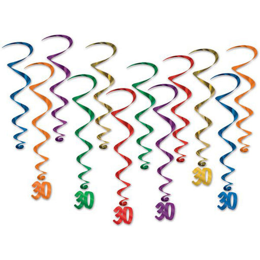 Vibrant Multicolor Whirls Dynamic Party Decor Set for Festive Gatherings (12/Pk)