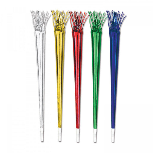 25" Tasseled Trumpets - Multicolor Party Noisemakers (9/Pk)