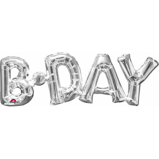 "Bday Silver Block Letters: Happy Birthday Phrase (S55)"