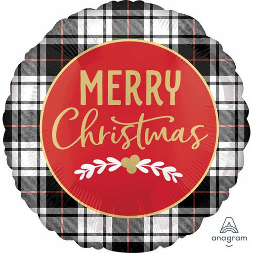 Christmas Plaid Balloon 18" - Rnd Hx S40 Pkg