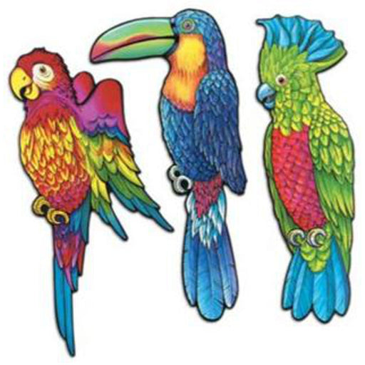 "Colorful 17" Exotic Bird 3/Pk Cutouts"