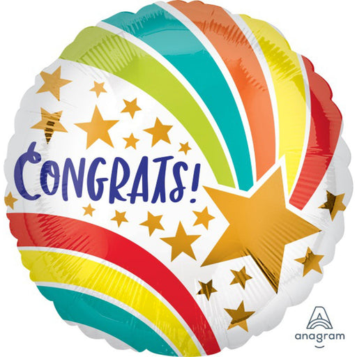 "Congrats Shoot Star Balloon: 18" Round Helium-Filled With S40 Packaging"