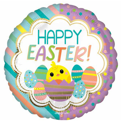 Easter Stripes & Dot 18" Round Helium Balloon S40 Package.