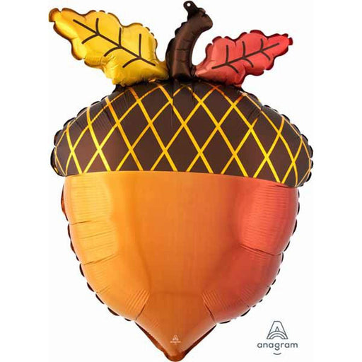18" Fall Acorn Satin Foil Thanksgiving Mylar Balloon (5/Pk)