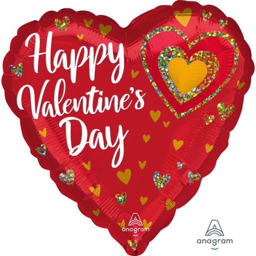 Hvd Glitter Hearts Balloon - 18" Hrt Hx S40 Pkg