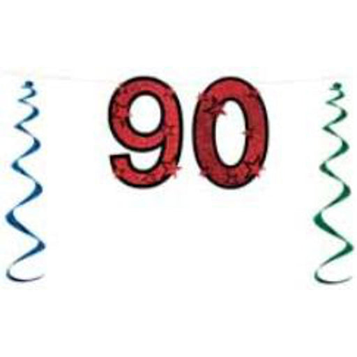 Glittered 90 Streamer For Milestone Celebrations