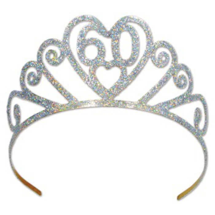 Radiant Celebration Glittered Metal 60 Tiara in Silver (1/Pk)