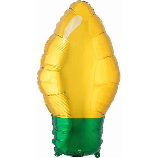 Gold Xmas Light Bulb Balloon - 18" Shape S50 Pkg