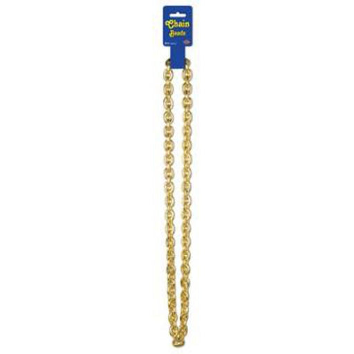 Gold Beaded Chain Necklace - 40" Length
