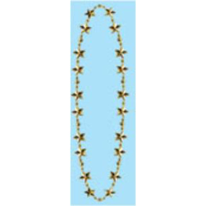 Gold Star Beads Necklace - 33 Inches - 1 Card.