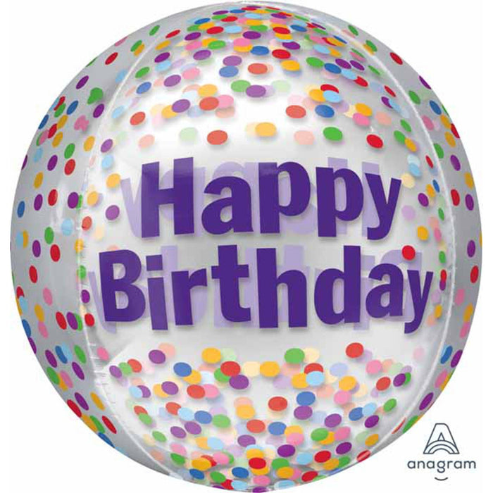 Happy Bday Funfetti Orbz Balloon