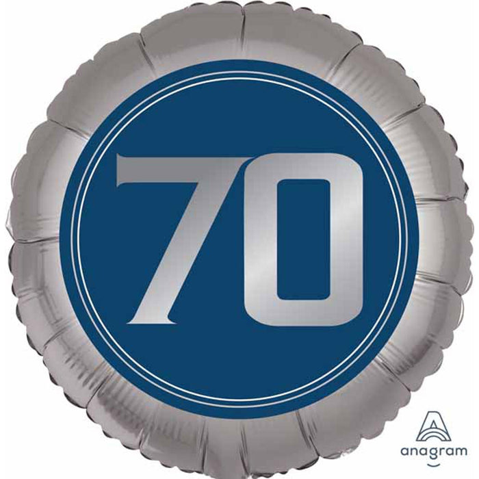 "Happy Birthday Man 70 Package - 18" Round Balloon, Ribbon, Weight - S40 Material"