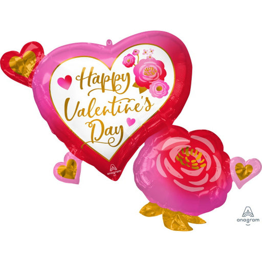 Hvd Heart & Rose Balloon 32" - Shape Xl P35 Pkg