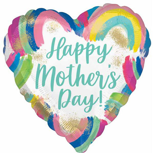 Happy Mother's Day Painted Rainbows Heart Shaped 18" Foil Balloon (5/Pk)