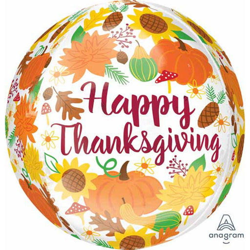 16" Happy Thanks Giving Harvest Orbz Balloons (3/Pk)