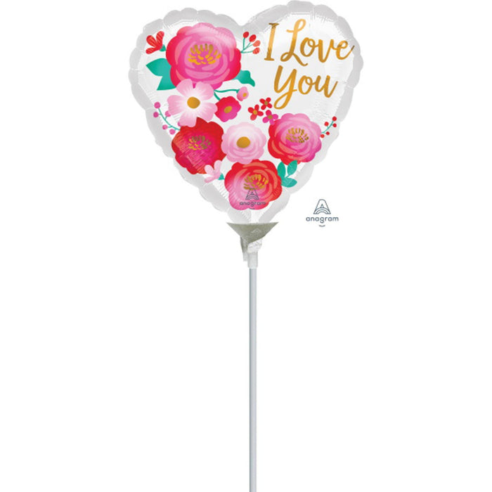 Ilu Ombre Flowers Balloon 4" Hrt Mylar A10