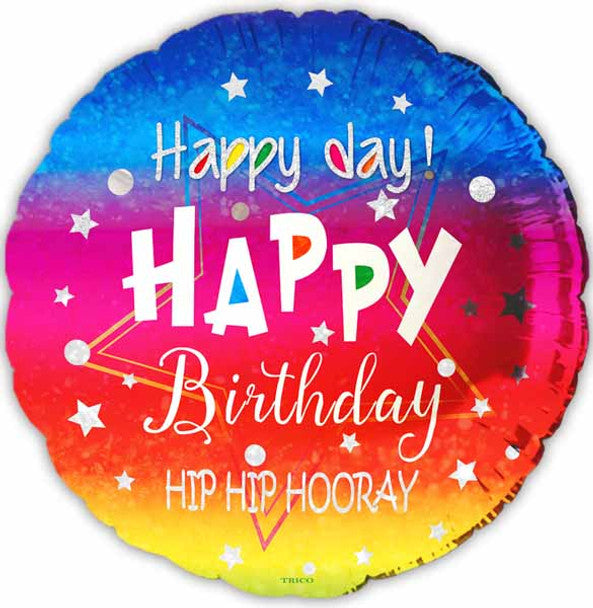 Happy Day Happy Birthday Hip Hip Hooray 18" Foil Balloon (5/pk)