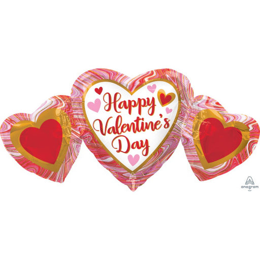 Hvd Marble Hrt Trio Balloon - 34" Shape P30 Pkg
