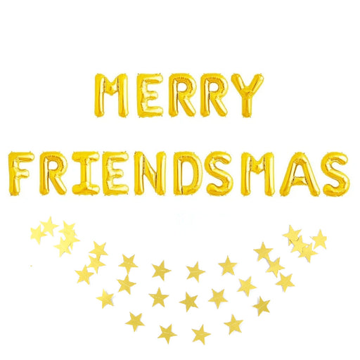 Merry Friendsmas Gold Foil Balloons