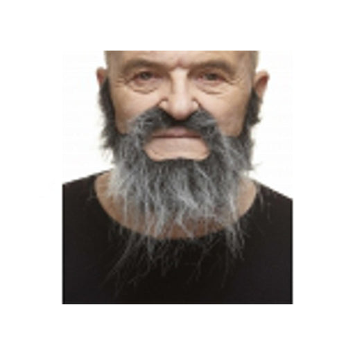 Messy & Curly Moustache & Beard - Black/Grey