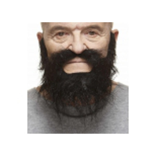 Curly Moustache & Beard - Black