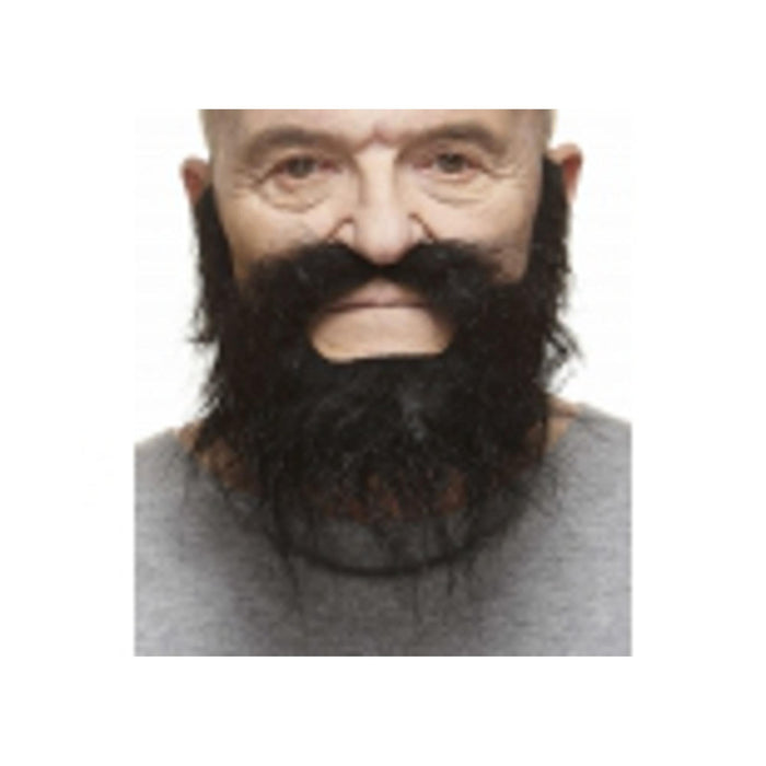 Curly Moustache & Beard - Black