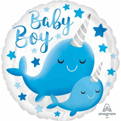"Narwhal Baby Boy Plush And Blanket Set - 18 Inch Round"
