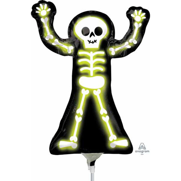 Mini Shape Neon Skelly Mylar Balloon - 14"