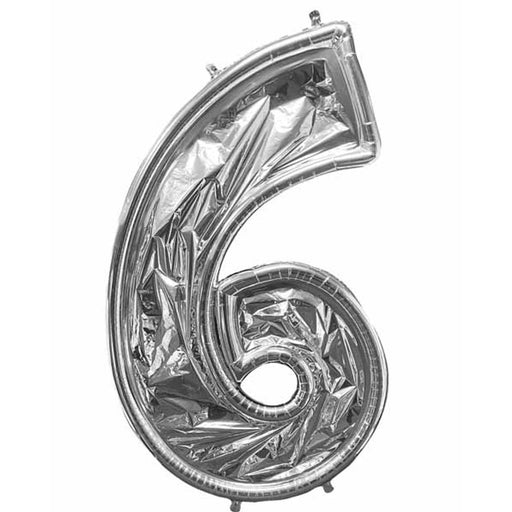"Number #6 Silver Balloonformz Q25 - 55 Inches"