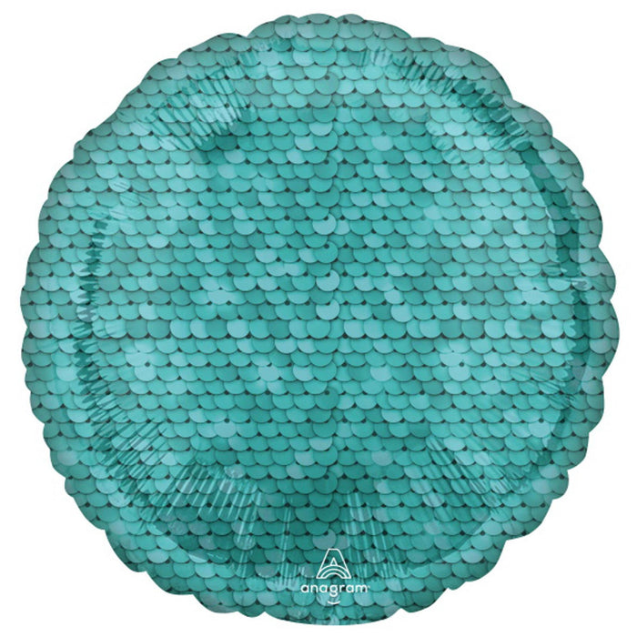 Ocean Blue Sequins Balloon - 18" Rnd Hx S18 Pkg