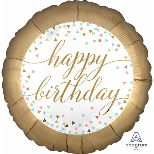Pastel Confetti Happy Birthday 18" Round Balloon Flat (10/Pk)