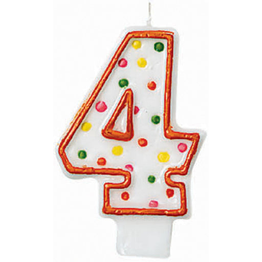 Polka Dot Numeral #4 Birthday Candles (12Cs/Pk)