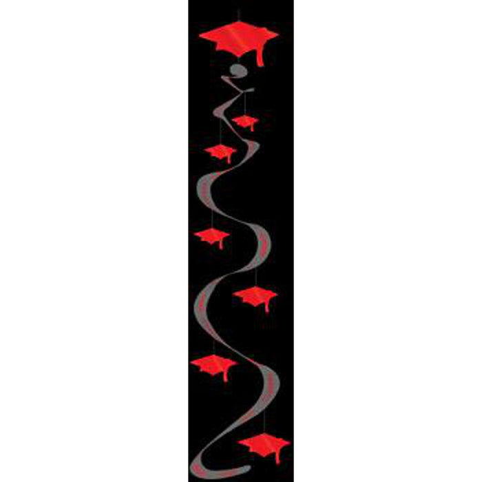 Printed Red Grad Cap Whirl Cutouts - Pack Of 3 (30 Inches)