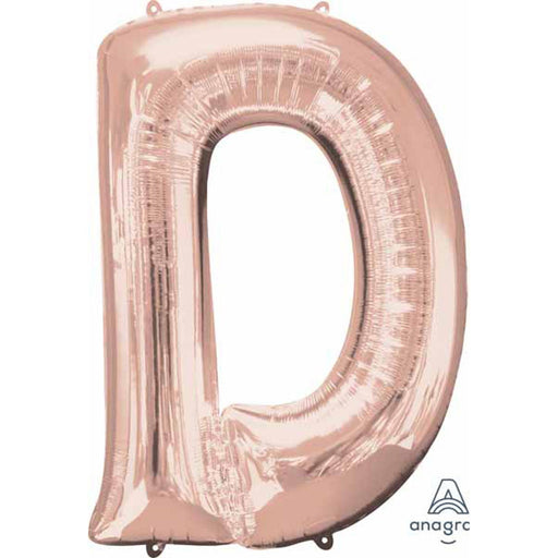 33 Inches Rose Gold Letter D Foil Balloon (1/Pk)